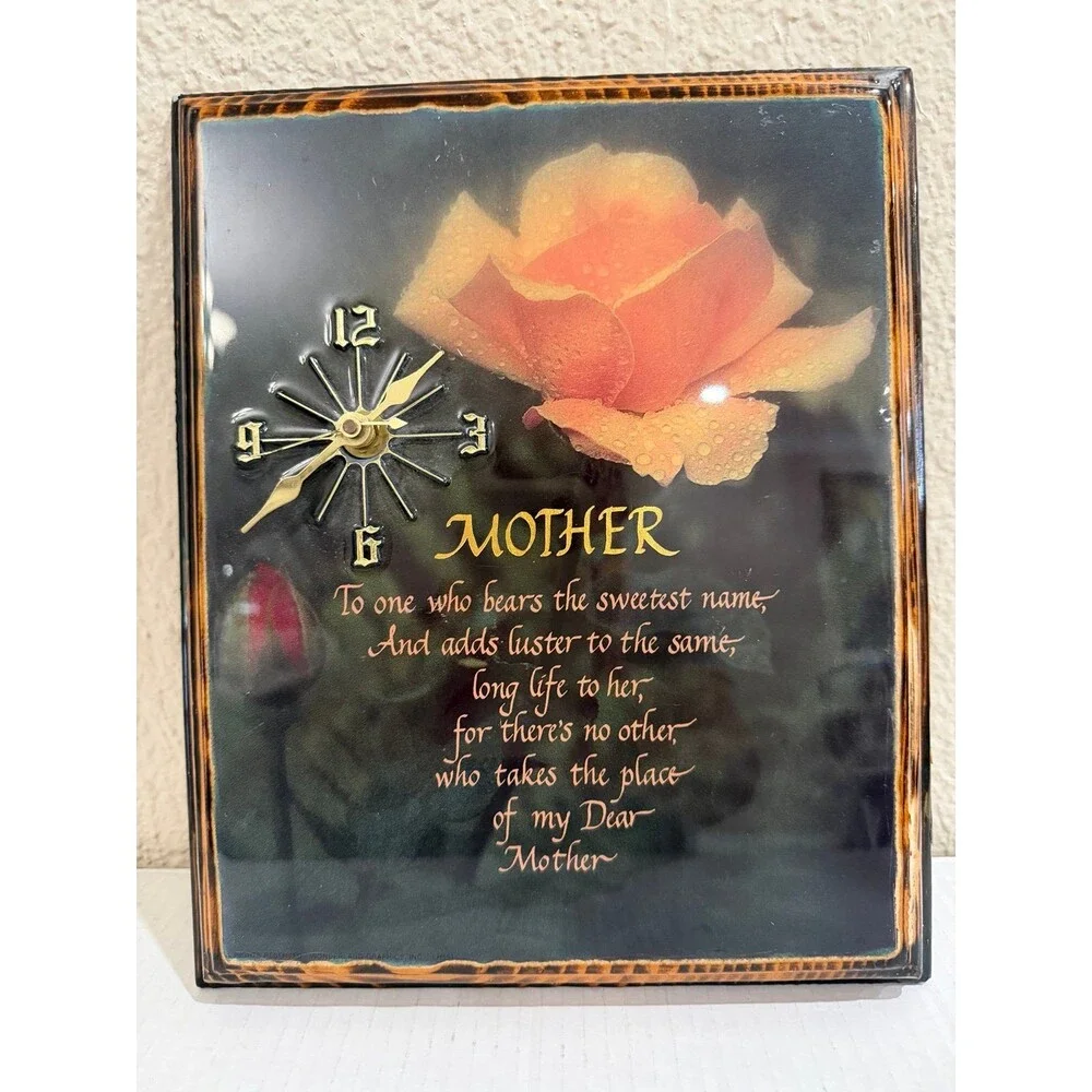 Vintage Mother Poem Wall Clock Rose Gift